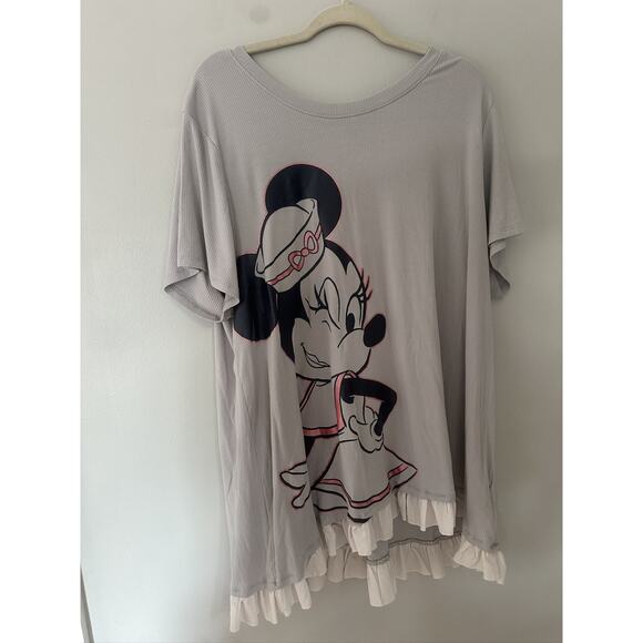 Disney Cruise Line MINNIE High Low Gray Ruffle Bottom Night Gown Shirt 2X - Picture 1 of 5